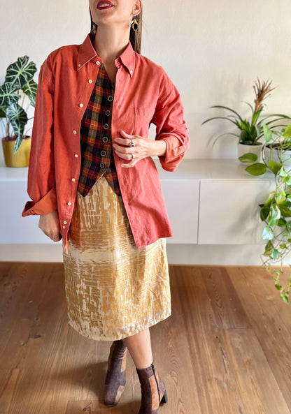 1970's vintage coral textured oversize shirt