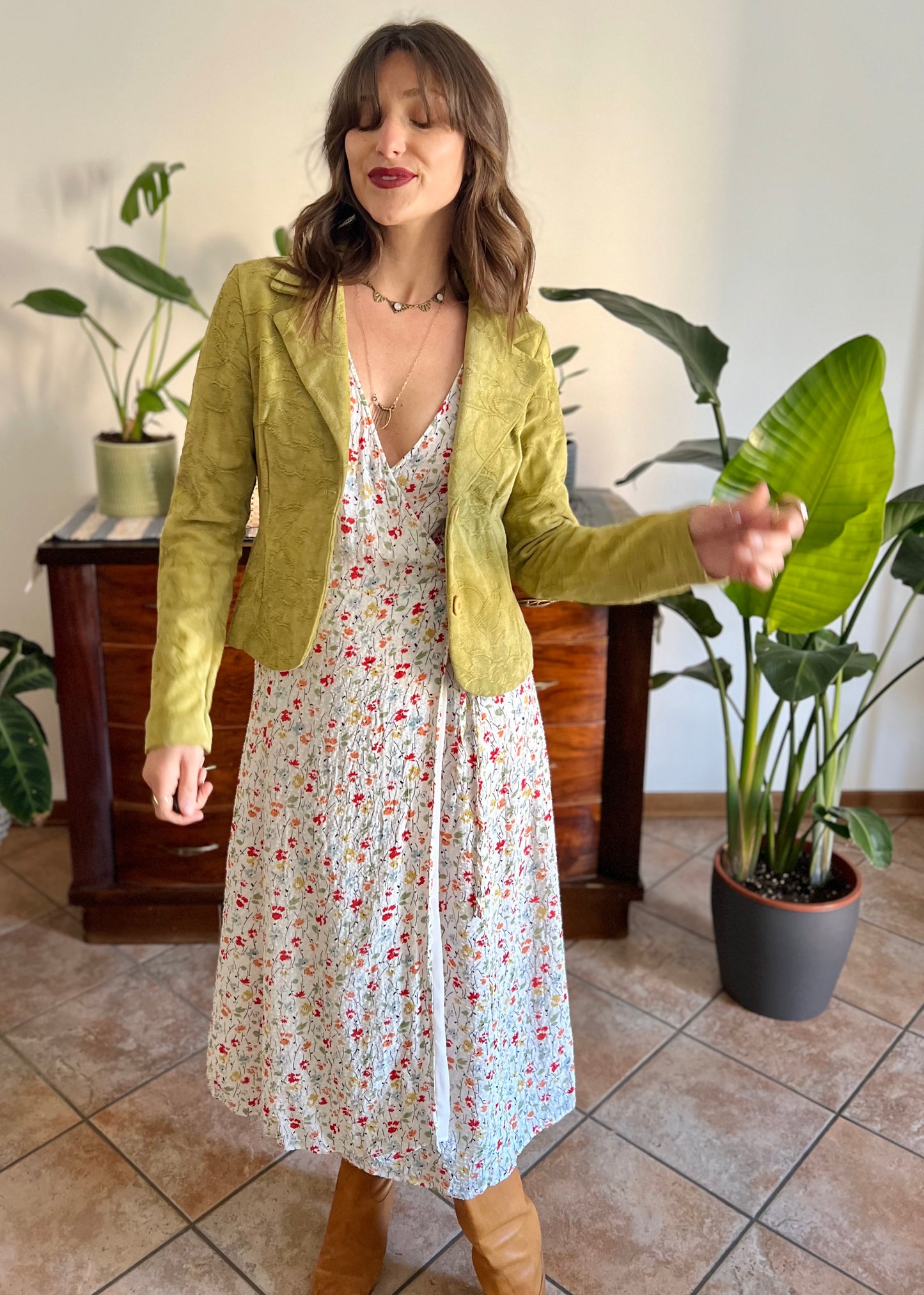 1970's vintage citreon chenille tapestry floral blazer