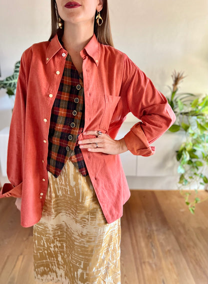 1970's vintage coral textured oversize shirt