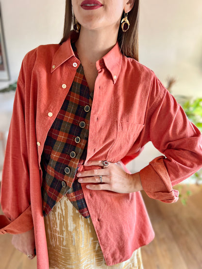 1970's vintage coral textured oversize shirt