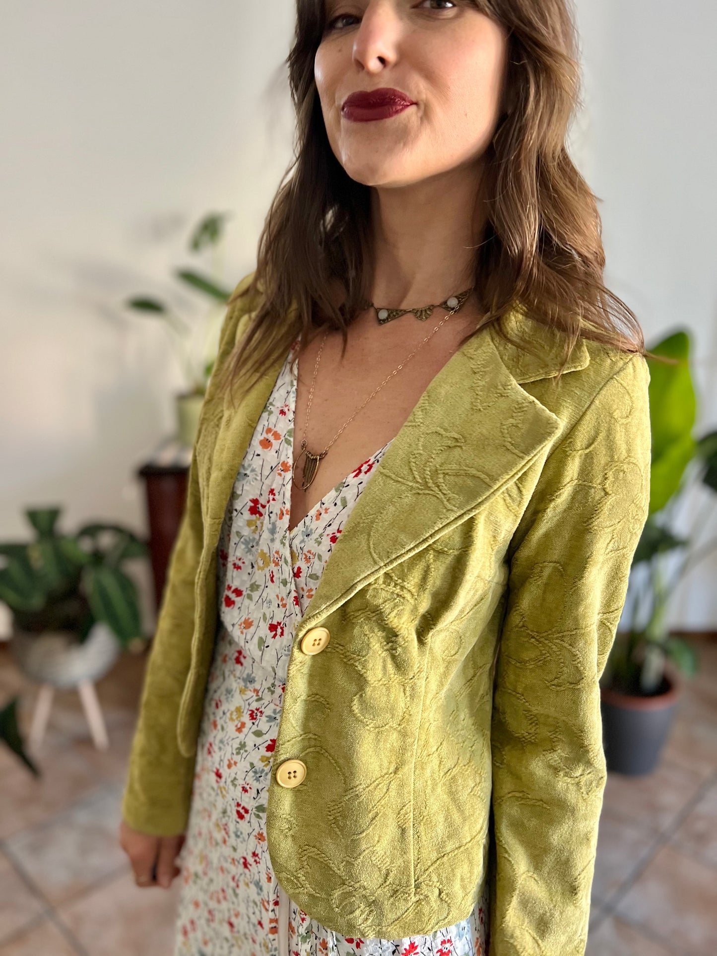1970's vintage citreon chenille tapestry floral blazer