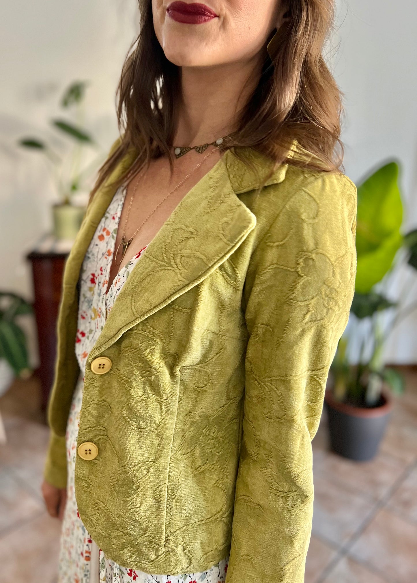 1970's vintage citreon chenille tapestry floral blazer