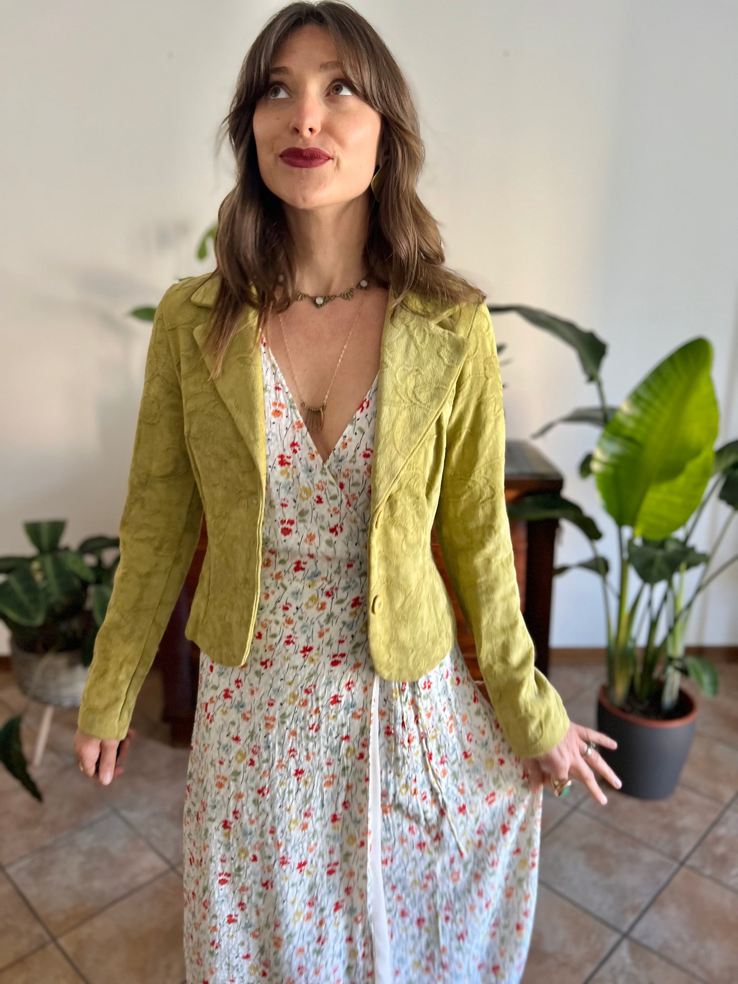 1970's vintage citreon chenille tapestry floral blazer