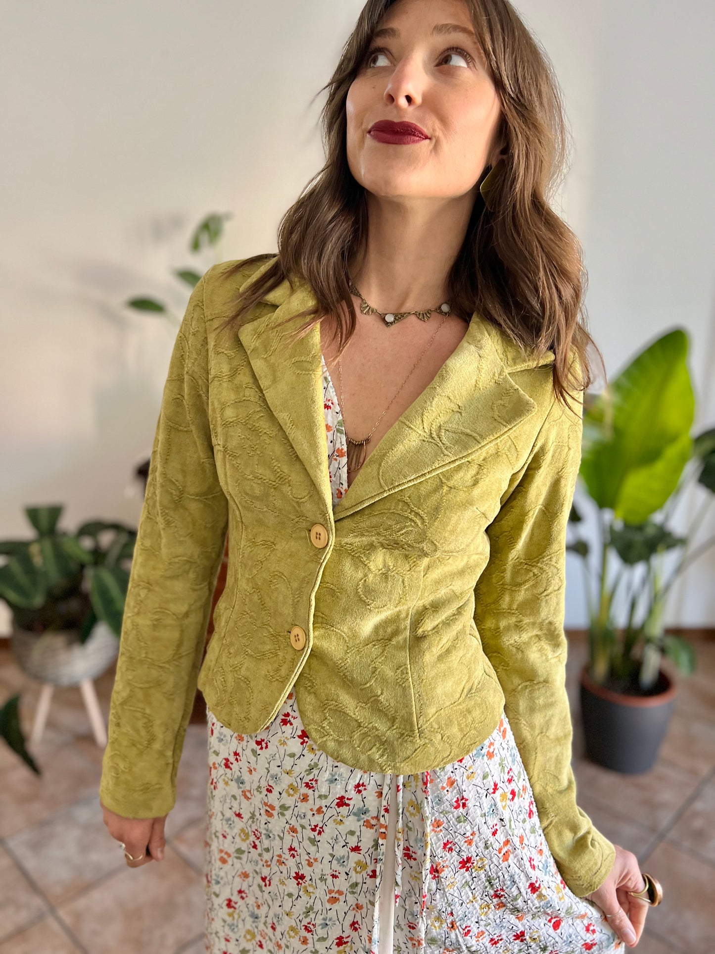 1970's vintage citreon chenille tapestry floral blazer