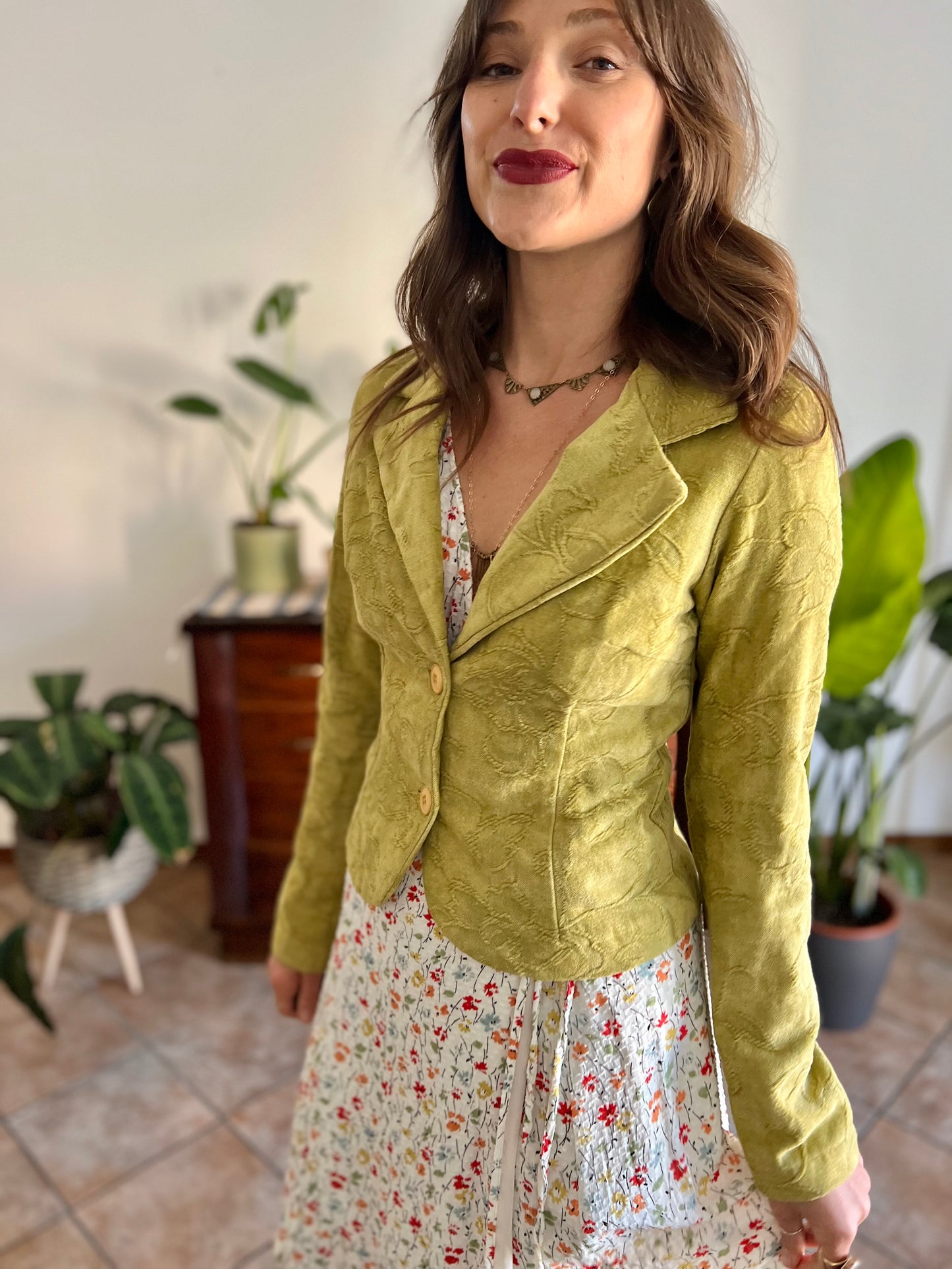 1970's vintage citreon chenille tapestry floral blazer