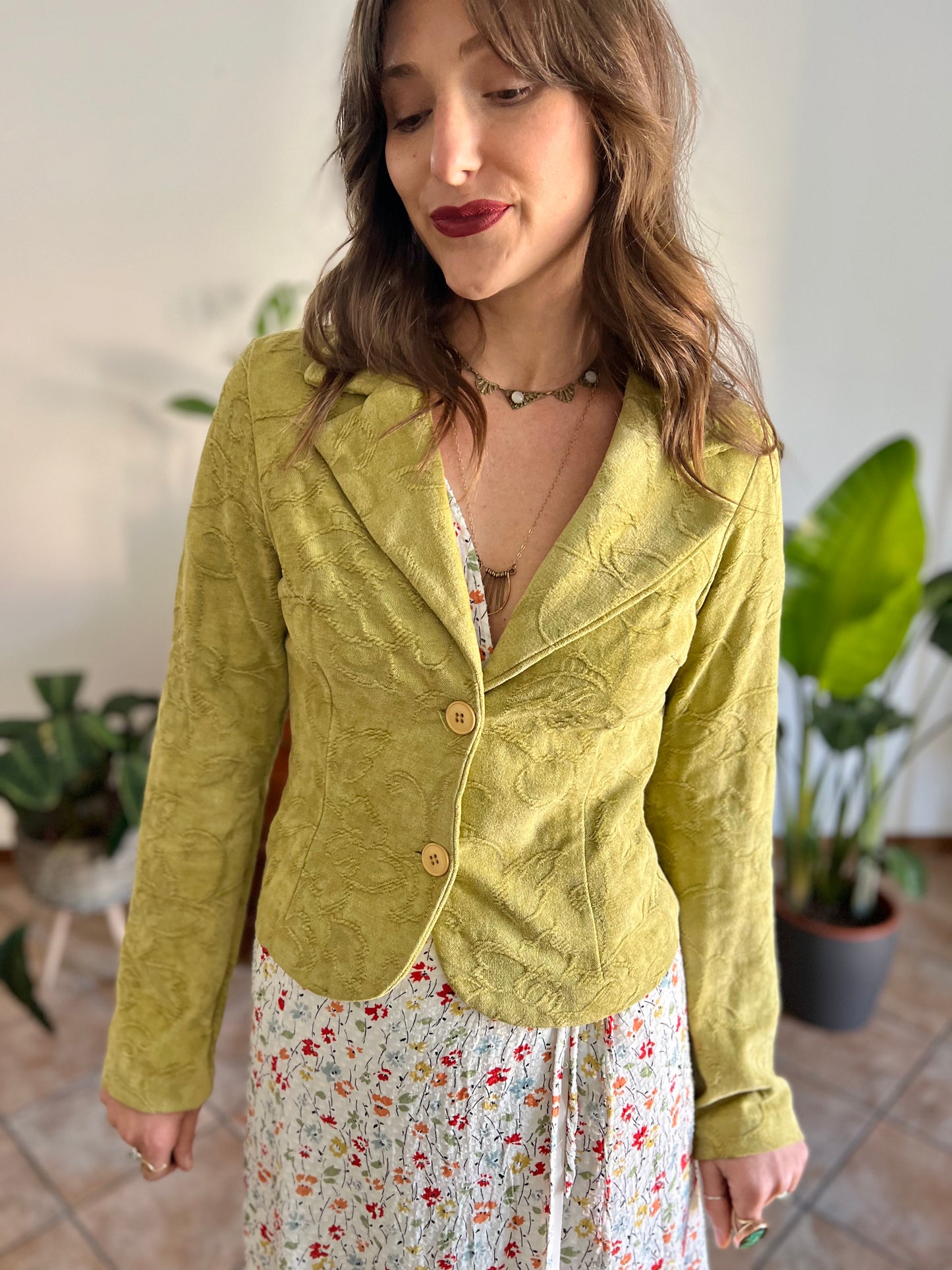 1970's vintage citreon chenille tapestry floral blazer