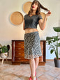 1990's vintage sheer grey and black animal print midi skirt