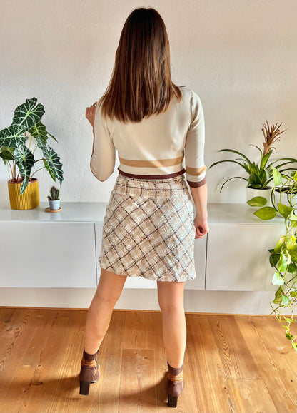 1970's vintage tan boucle wool mini skirt