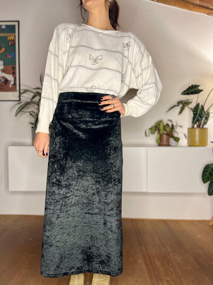 1990's vintage black velvet maxi skirt