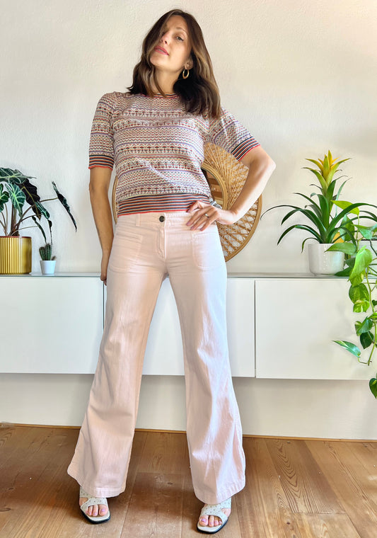 Y2K vintage light pink flare jeans