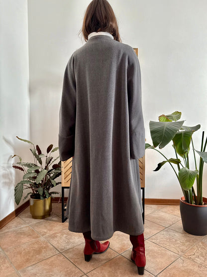 1960's vintage grey wool tweed overcoat with black lining