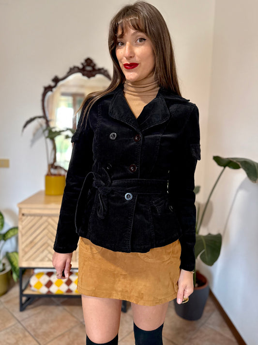 1970's vintage black corduroy jacket with matching belt
