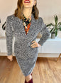 1990's vintage navy blue and white boucle wool blend blazer