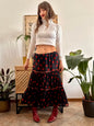 1970's vintage sheer black maxi skirt with red polkadots