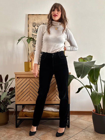 1990's vintage black velvet trousers