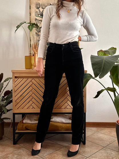 1990's vintage black velvet trousers