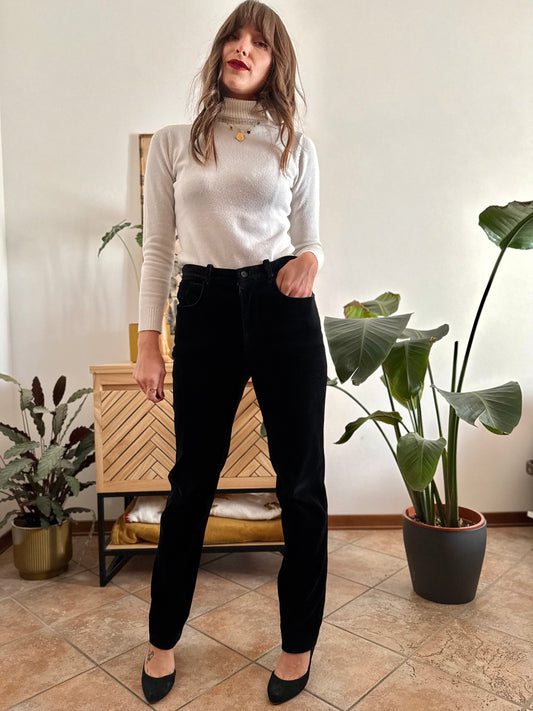 1990's vintage black velvet trousers