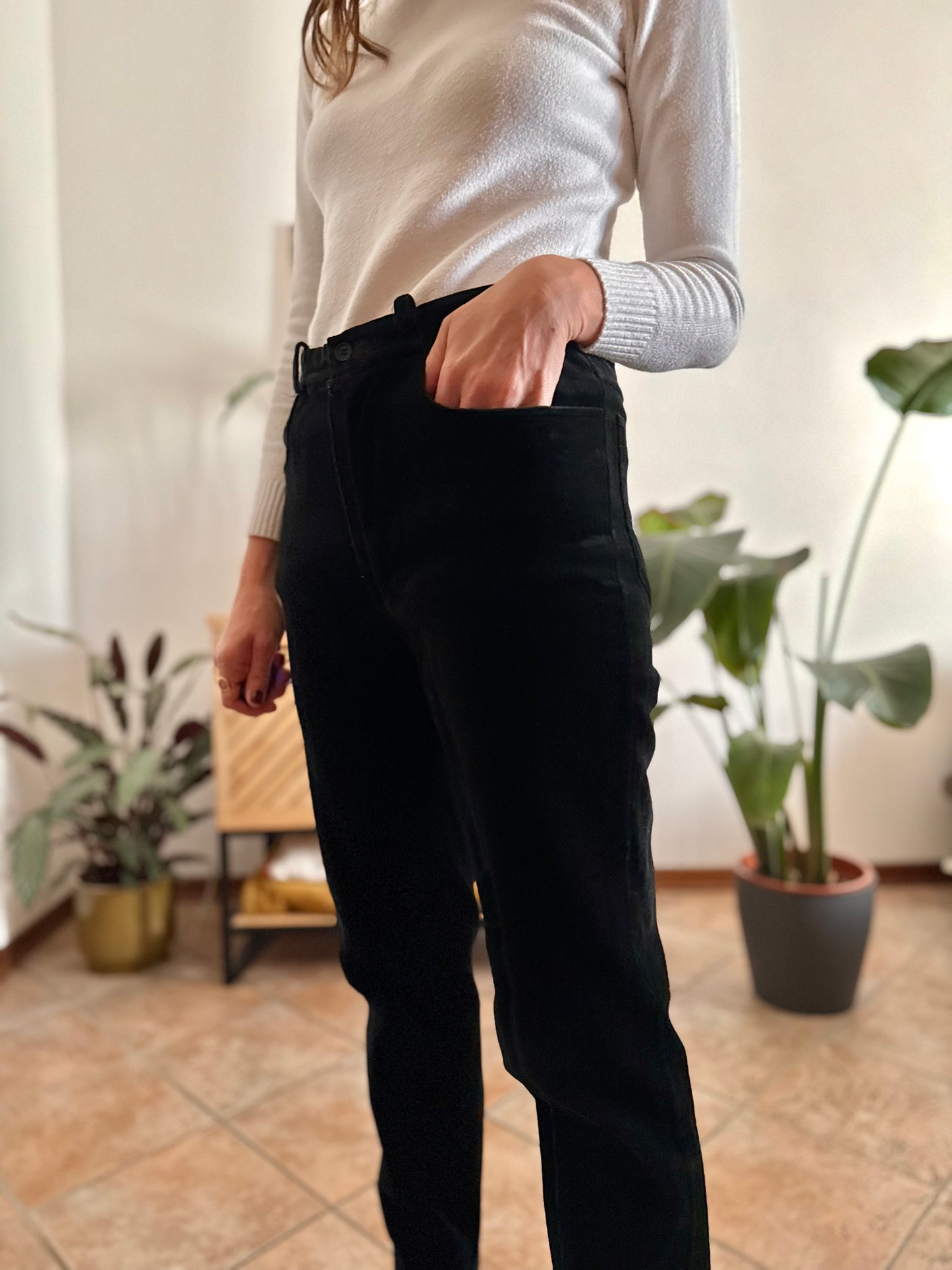 1990's vintage black velvet trousers