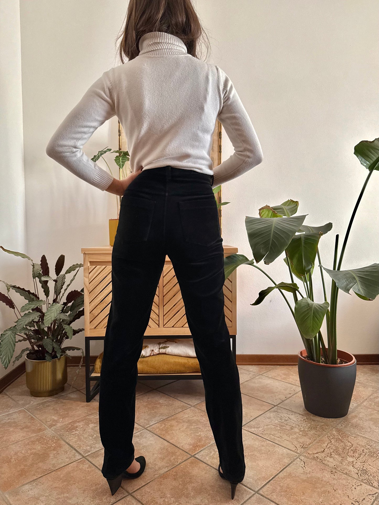 1990's vintage black velvet trousers