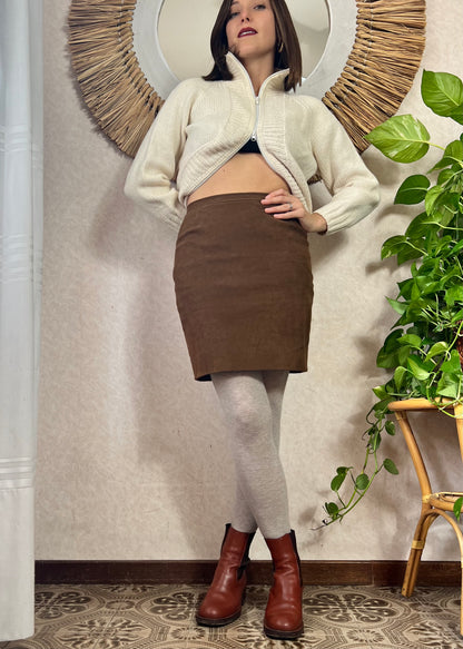 1970's vintage tan faux suede mini skirt