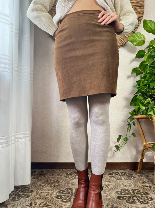 1970's vintage tan faux suede mini skirt