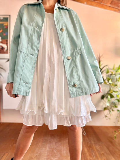 1990's vintage light turquoise trench coat