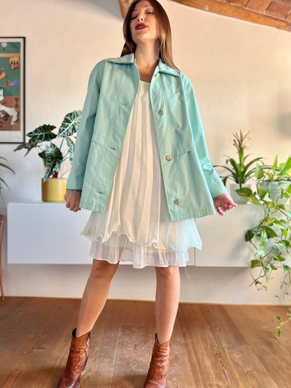 1990's vintage light turquoise trench coat