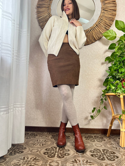 1970's vintage tan faux suede mini skirt