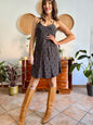 1990's vintage black midi dress with micro floral print