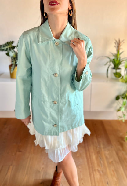 1990's vintage light turquoise trench coat