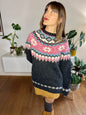 1970's pink and grey geometric knit wool pullover