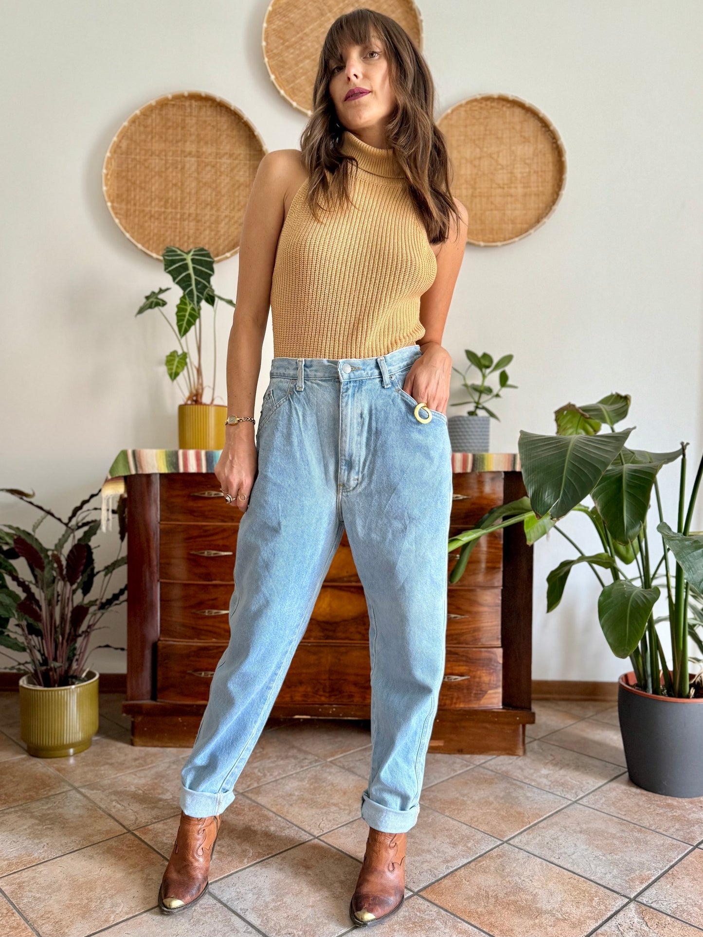 1990's vintage light wash high waisted jeans
