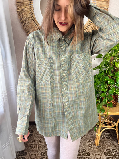 1970's vintage multi color unisex plaid shirt