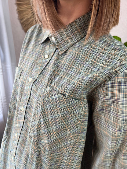 1970's vintage multi color unisex plaid shirt