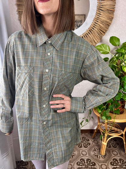 1970's vintage multi color unisex plaid shirt