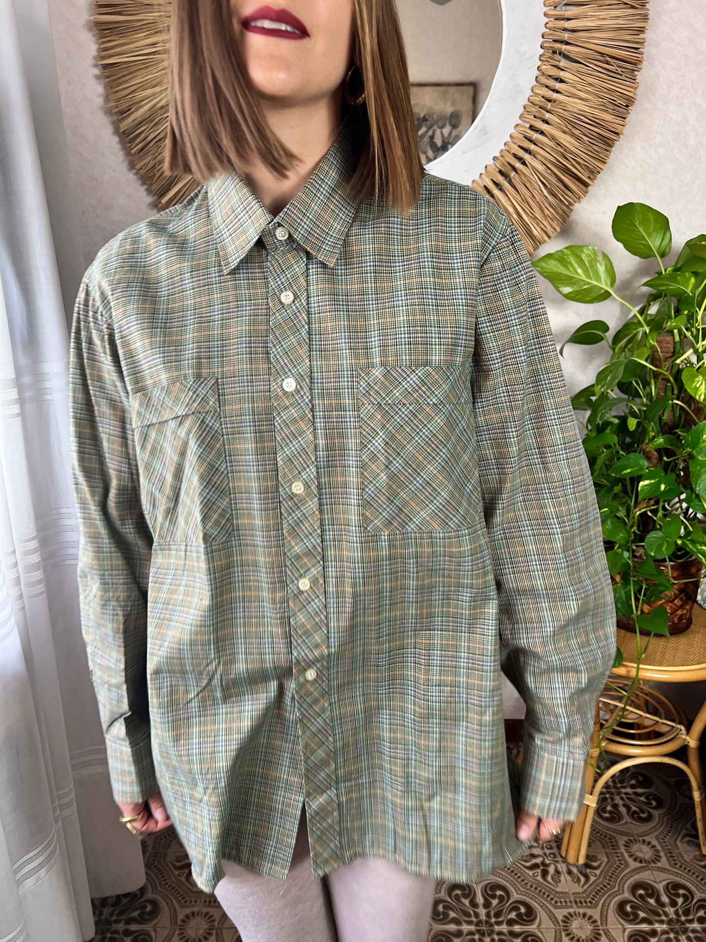 1970's vintage multi color unisex plaid shirt