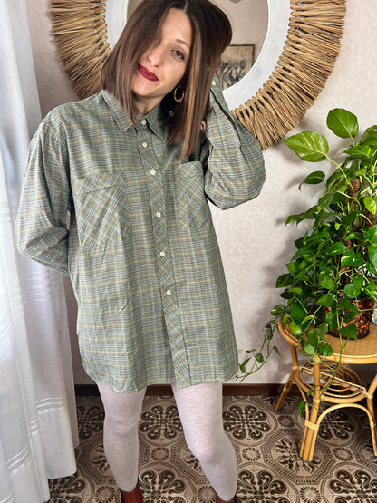 1970's vintage multi color unisex plaid shirt