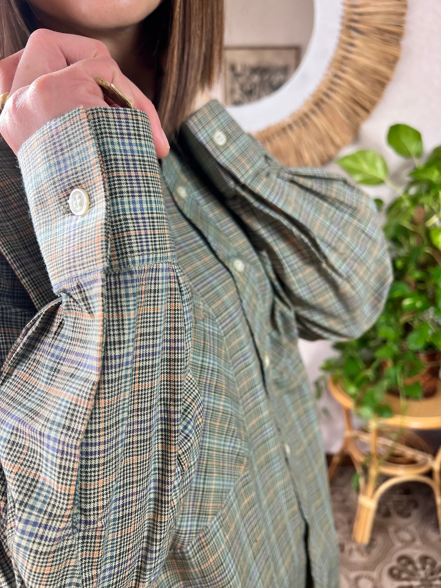 1970's vintage multi color unisex plaid shirt