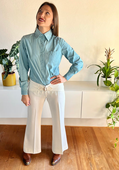 1970's vintage cream bell bottoms with built in belt