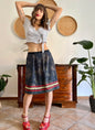 1970's vintage Navy, red and yellow floral midi dress