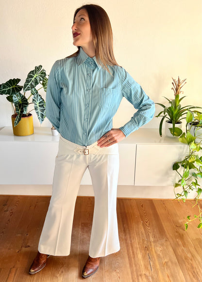 1970's vintage cream bell bottoms with built in belt