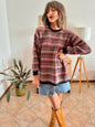 1980's vintage pink, purple and brown stripe knit wool pullover