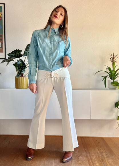 1970's vintage cream bell bottoms with built in belt