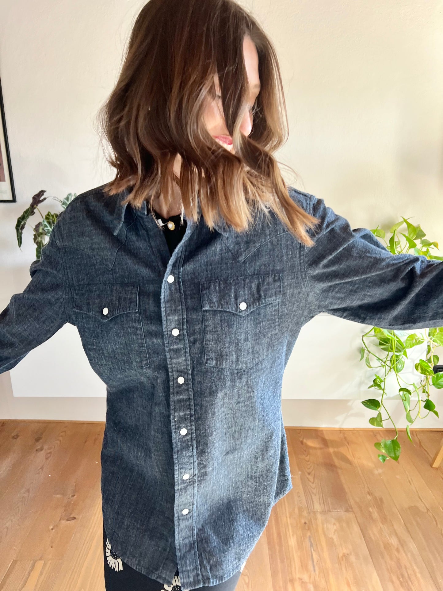 1990's vintage dickies western style denim shirt