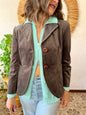 1990's vintage dark khaki green crushed velvet blazer