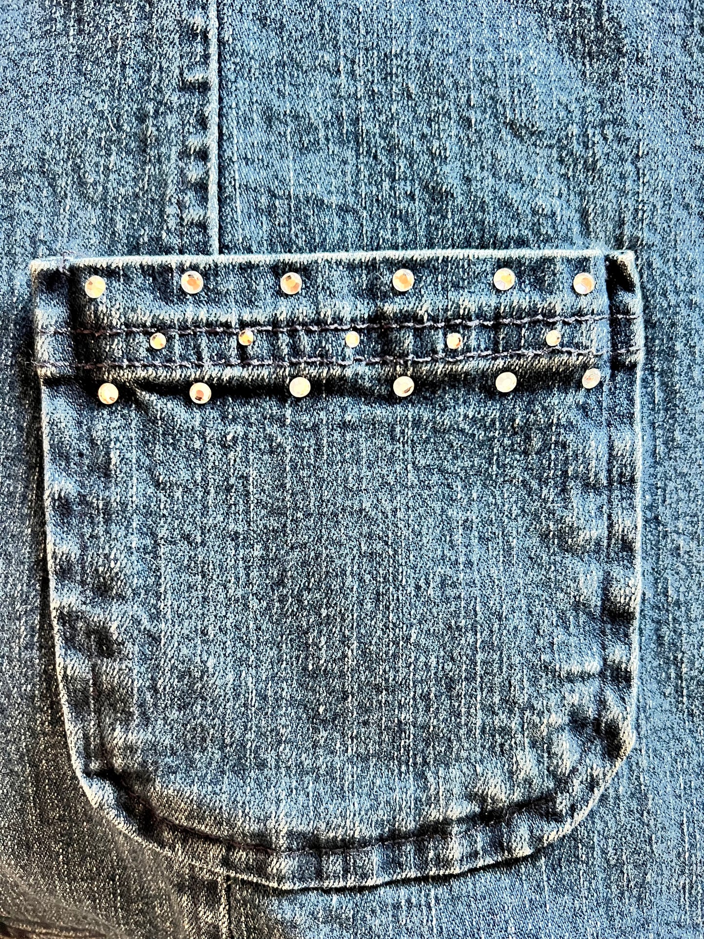 1990's vintage dark blue denim jacket with rhinestone details