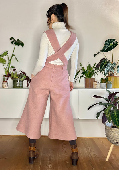 Light pink wool flare leg jumpsuit