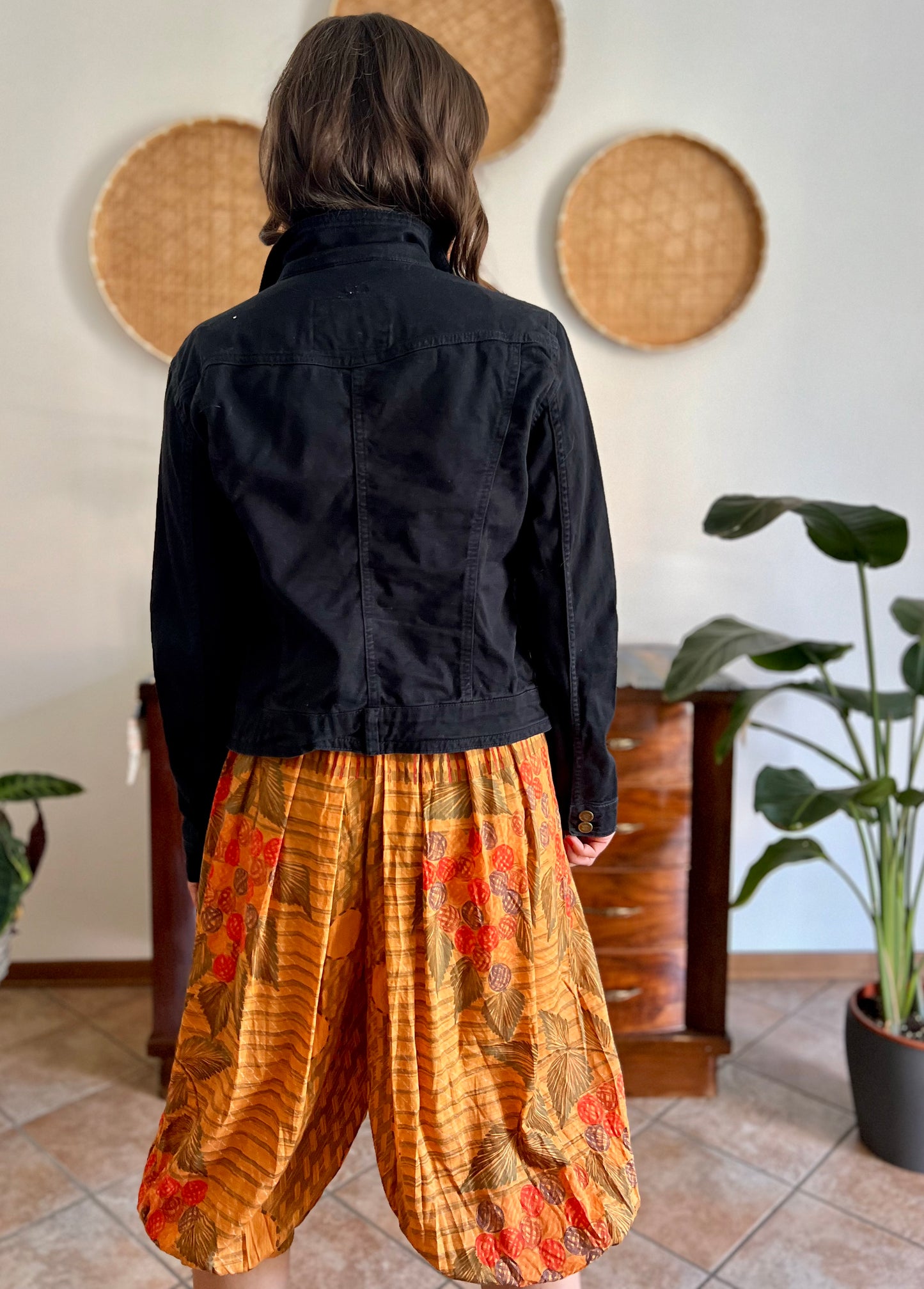 Y2k vintage black denim jacket with brass zip details