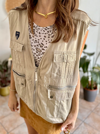 1990's vintage khaki utility vest