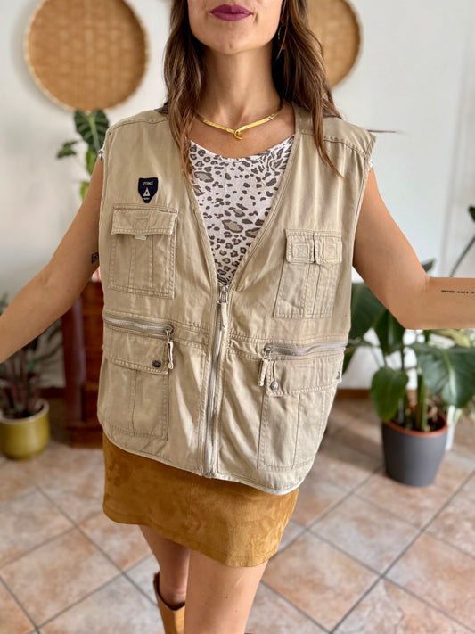 1990's vintage khaki utility vest